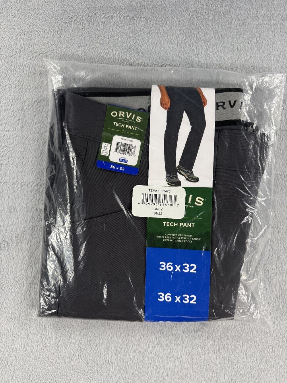 Orvis Men's Tech Pants 36x32 Grey Stretch Comfort Hiking Performance BNWT